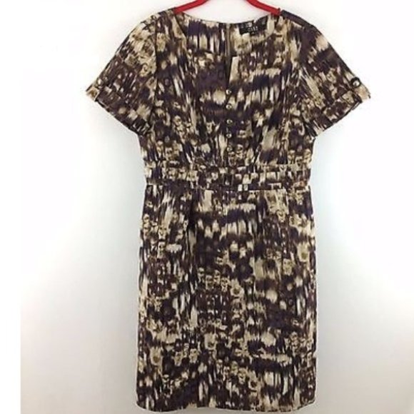$8 SALE Alex Marie Autumn Sunset Ikat Sheath Dress SZ 14 - Picture 5 of 15